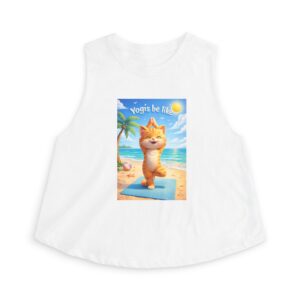 Yoga Cat Beach Crop Top — "Yogis Be Nice" Cute Cat Yoga Tank