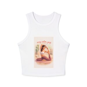 Yoga Racer Tank Top — “Sexy, Calm, Yogi” Graphic Crop Tank